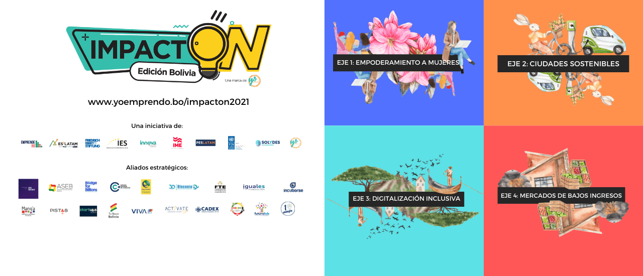 Post Perfil Impactón 2021: emprendimientos de triple impacto en Bolivia imagen de Impacton Artes Redes Instagram Post Facebook Cover